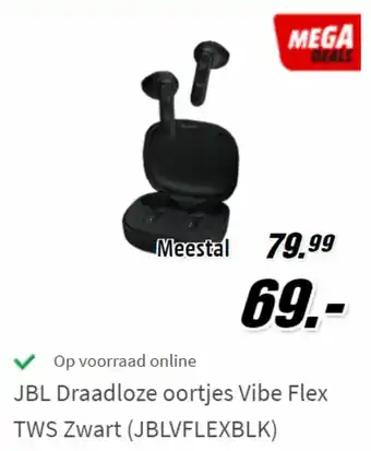 MediaMarkt JBL Draadloze oortjes Vibe Flex TWS Zwart (JBLVFLEXBLK) aanbieding