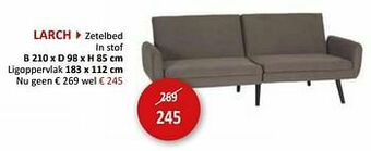 Weba Larch zetelbed in stof aanbieding