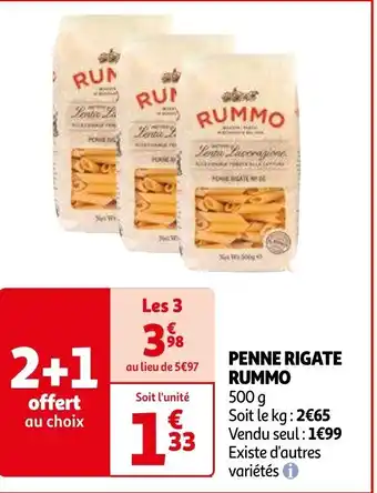 Auchan PENNE RIGATE RUMMO 500g aanbieding