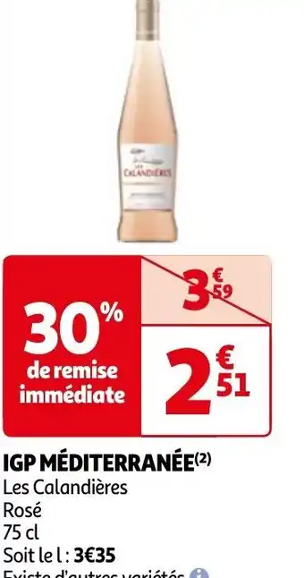 Auchan IGP MÉDITERRANÉE Les Calandières Rosé 75 cl aanbieding