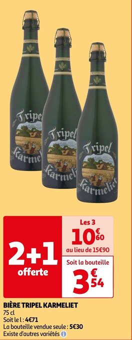 Auchan BIÈRE TRIPEL KARMELIET 75 cl aanbieding