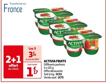 Auchan ACTIVIA FRUITS 4 x 125g aanbieding