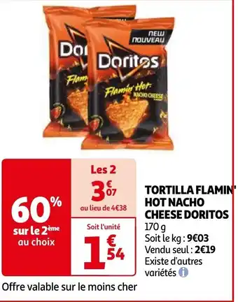 Auchan DORITOS TORTILLA FLAMIN' HOT NACHO CHEESE 170 g aanbieding