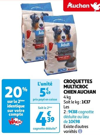 CROQUETTES MULTICROC CHIEN AUCHAN 4 kg