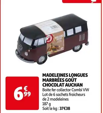 MADELEINES LONGUES MARBRÉES GOÛT CHOCOLAT AUCHAN