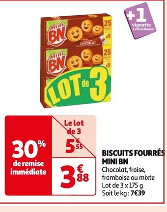 Auchan BISCUITS FOURRÉS MINI BN aanbieding