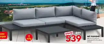 Yess set manava tafel 71 x 71 x 51,5 cm, hoekbank 177 x 75 x 65 cm aanbieding