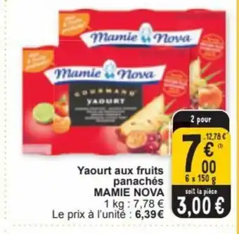 Cora Yaourt aux fruits panachés MAMIE NOVA 6 x 150g aanbieding