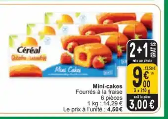 Cora Mini-cakes Fourrés à la fraise 3 x 120g aanbieding