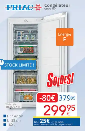 Eldi Congélateur VDV7200, H: 142 cm L: 55 cm 160 L aanbieding