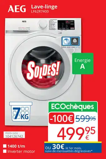 Eldi AEG Lave-linge LF62R7400, 7 kg aanbieding