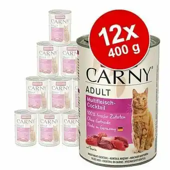 Zooplus 12x400g Adult Kip, Rund & Eendenharten Animonda Carny Kattenvoer aanbieding
