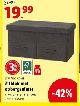 Lidl Zitblok met opbergruimte aanbieding