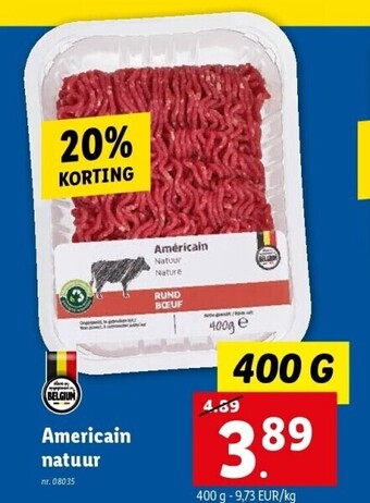 Lidl Americain natuur aanbieding