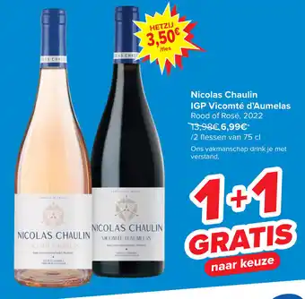 Carrefour Nicolas Chaulin IGP Vicomté d'Aumelas Rood of Rosé, 2022 aanbieding