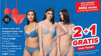 Carrefour Kanten beha met voorgevormde cups B 85-100, C 90-95, aanbieding