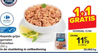 Carrefour Gepelde grijze garnalen Carrefour 2 x 200 g aanbieding