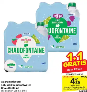 Carrefour Chaudfontaine Gearomatiseerd natuurlijk mineraalwater 2 x (6 x 50cl) aanbieding