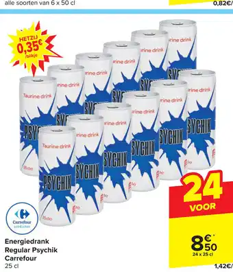 Carrefour Energiedrank Regular Psychik Carrefour 24 x 25cl aanbieding