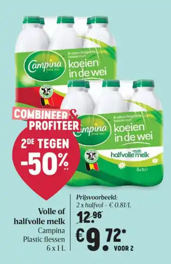 Delhaize Volle of halfvolle melk aanbieding