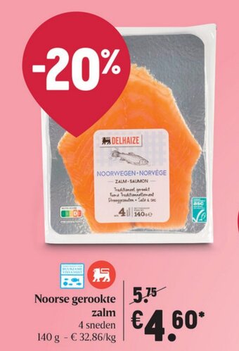 Delhaize Noorse gerookte zalm aanbieding