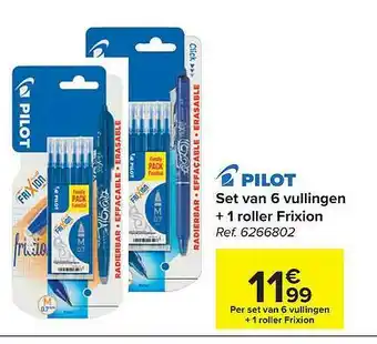 Pilot Set Van 6 Vullingen + 1 Roller Frixion