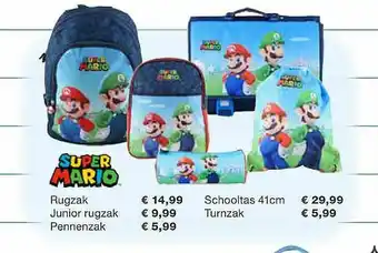 Europoint Super Mario Rugzak, Junior Rugzak, En Pennenzak, Schooltas 41cm, Turnzak aanbieding