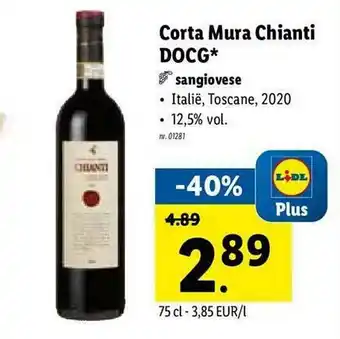 Lidl Corta Mura Chianti Docg Sangiovese aanbieding