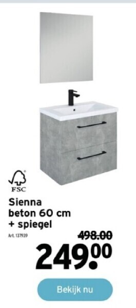 GAMMA Sienna beton 60 cm + spiegel aanbieding