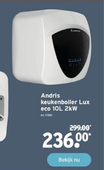 GAMMA Andris keukenboiler lux eco 10l 2 kw aanbieding