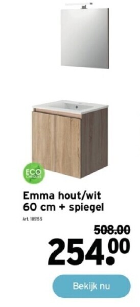 GAMMA Emma hout/wit 60 cm + spiegel aanbieding