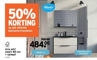 GAMMA Aria wit/ zwart 80 cm + spiegel aanbieding