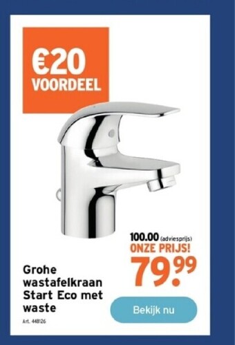 GAMMA Grohe wastafelkraan start eco met waste aanbieding