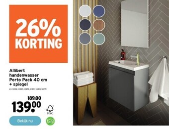Allibert handenwasser porto pack 40 cm + spiegel