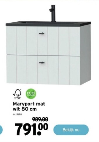 GAMMA Maryport mat wit 80 cm aanbieding