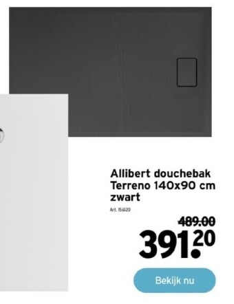 GAMMA Allibert douchebak terreno 140x90 cm zwart aanbieding