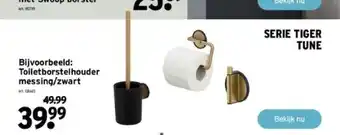 GAMMA Toiletborstelhouder messing/zwart aanbieding