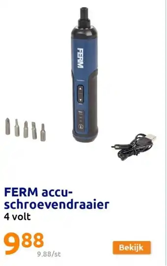 Action FERM accu-schroevendraaier 4 volt aanbieding