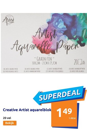 Action Creative Artist aquarelblok aanbieding