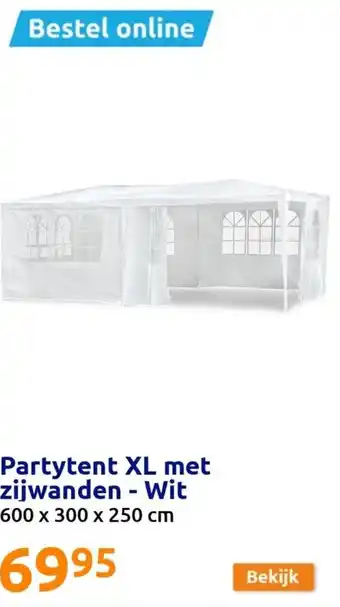 Action Partytent XL met zijwanden - Wit 600 x 300 x 250 cm aanbieding