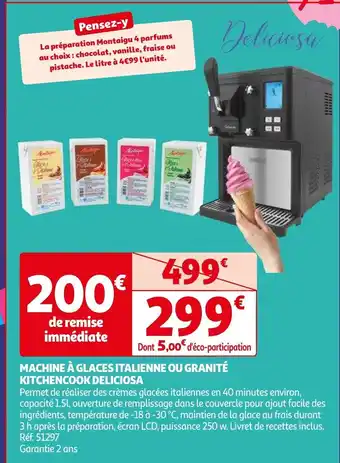Auchan MACHINE À GLACES ITALIENNE OU GRANITÉ KITCHENCOOK DELICIOSA aanbieding