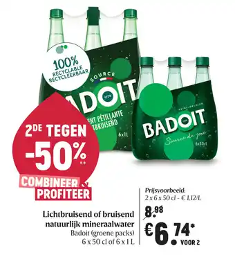 Delhaize Lichtbruisend of bruisend natuurlijk mineraalwater aanbieding