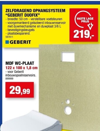 Hubo Zelfdragend ophangsysteem “geberit duofix” aanbieding