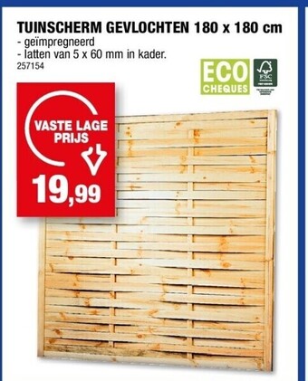 Hubo Tuinscherm gevlochten 180 x 180 cm aanbieding