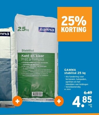 GAMMA Gamma stabilisé 25 kg aanbieding