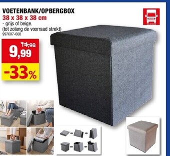 Hubo Voetenbank/opbergbox 38 x 38 x 38 cm aanbieding
