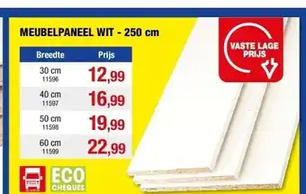 Hubo Meubelpaneel wit - 250 cm 30 cm aanbieding