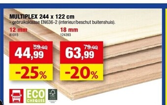 Hubo Multiplex 244 x 122 cm aanbieding
