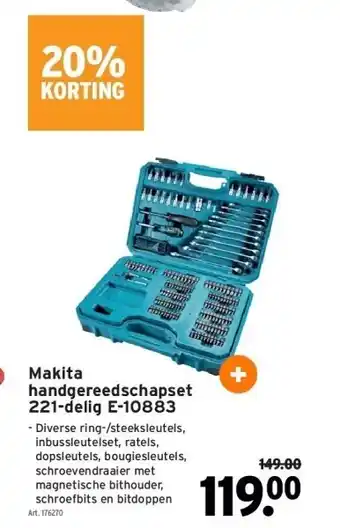 GAMMA Makita handgereedschapset 221-delig e-10883 aanbieding