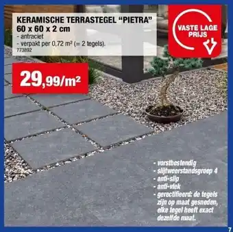 Hubo Keramische terrastegel “pietra” 60 x 60 x 2 cm aanbieding